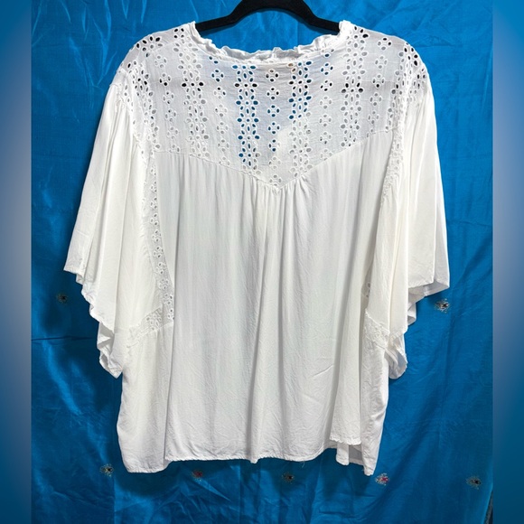Rain White Eyelet Boho Peasant Top women’s size 3X - Picture 14 of 15